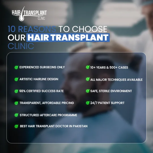10 reasons to choose Hair Transplant Clinic Pakistan with 98% success rate and expert surgeons