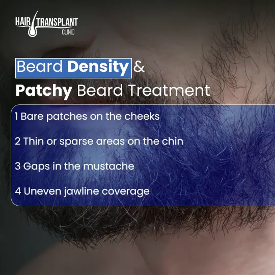 Beard density and patchy beard treatment for cheeks, chin, mustache, and jawline gaps