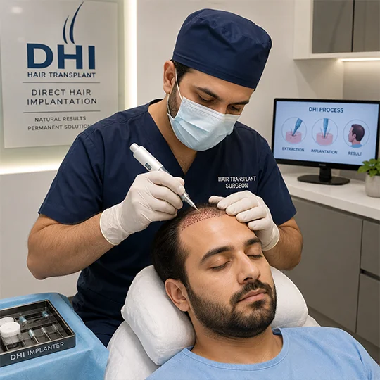 DHI hair transplant procedure in Lahore using Choi implanter pen by expert hair transplant surgeon