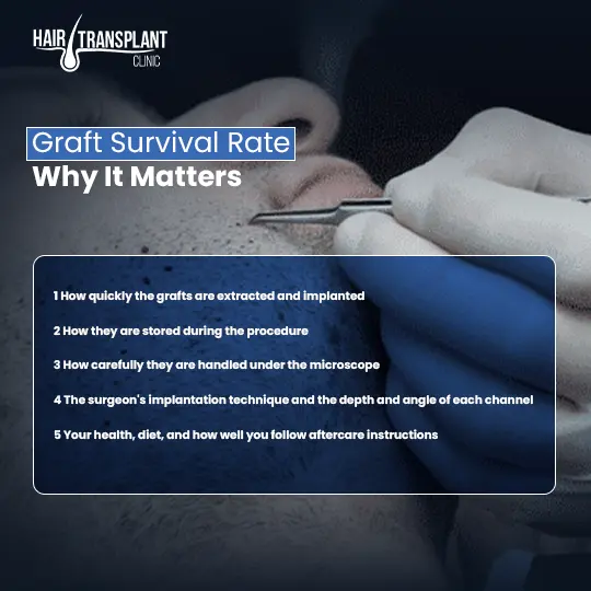 Graft survival rate factors in beard transplant including extraction, storage, and surgeon technique