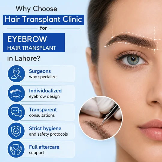 Why choose Hair Transplant Clinic Lahore for eyebrow transplant with specialized surgeons aftercare